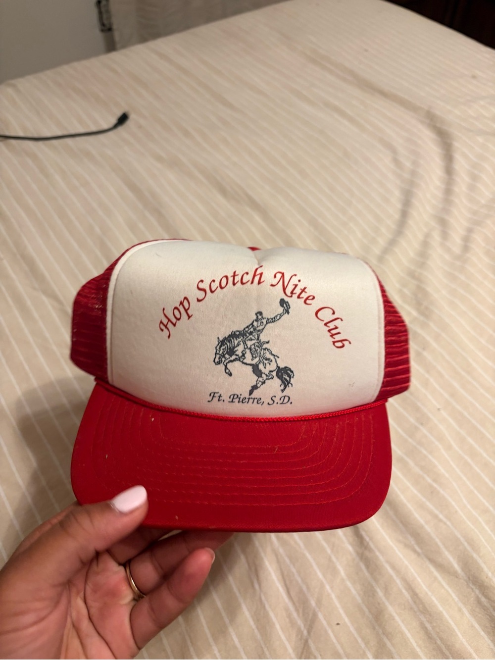 Hop Scotch Nite Club Red & White Trucker Hat